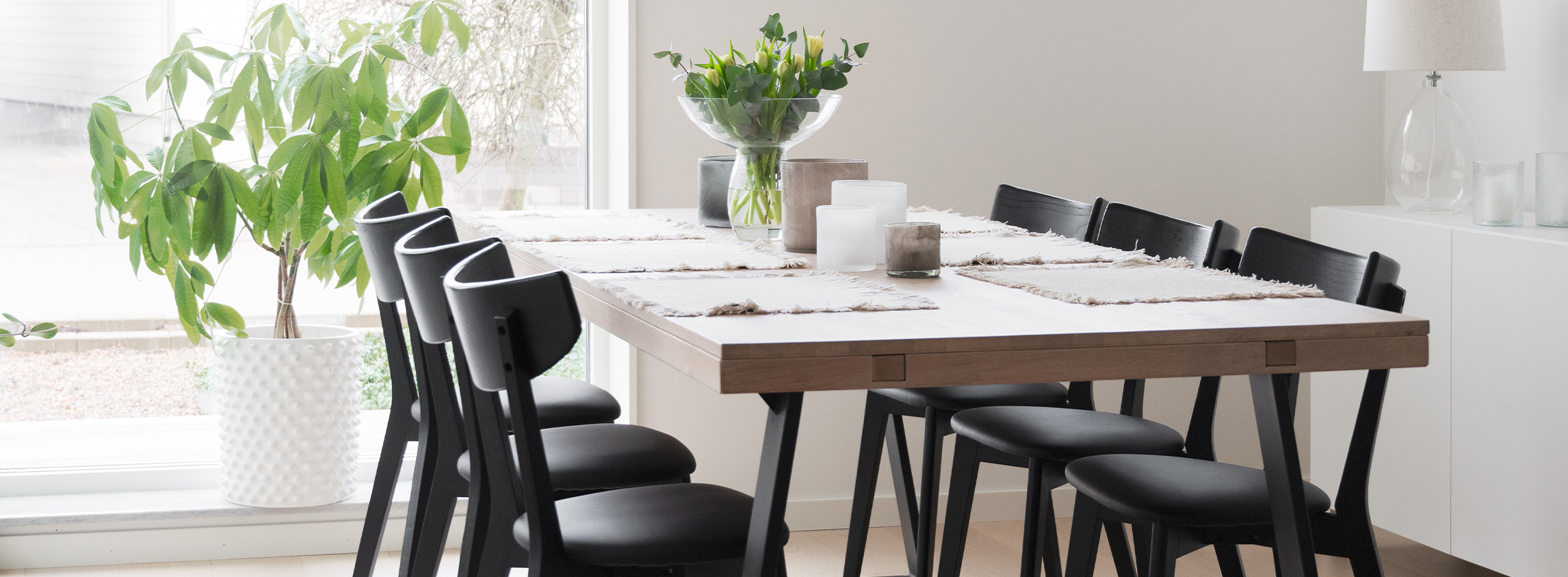 Ami dining chair black brooklyn dining table white wash.