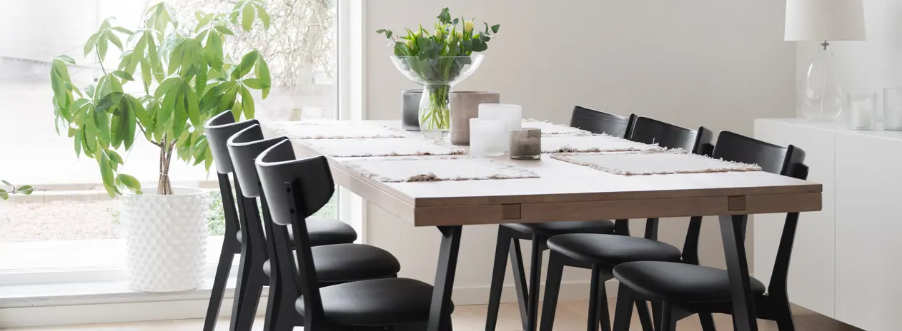 Ami dining chair black brooklyn dining table white wash.