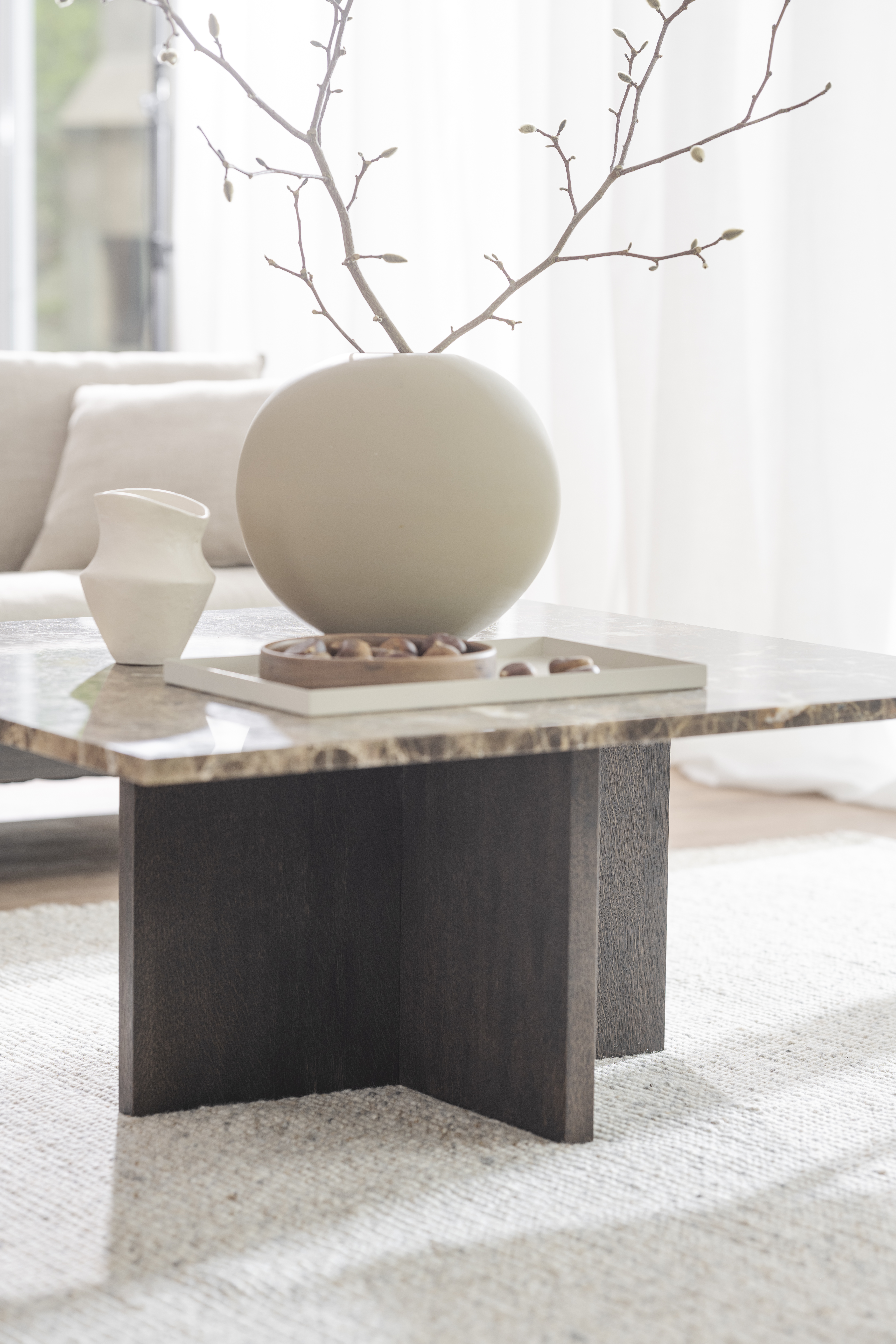Brooksville coffee table, Brown/whitewash, 90x90 cm | Rowico Home