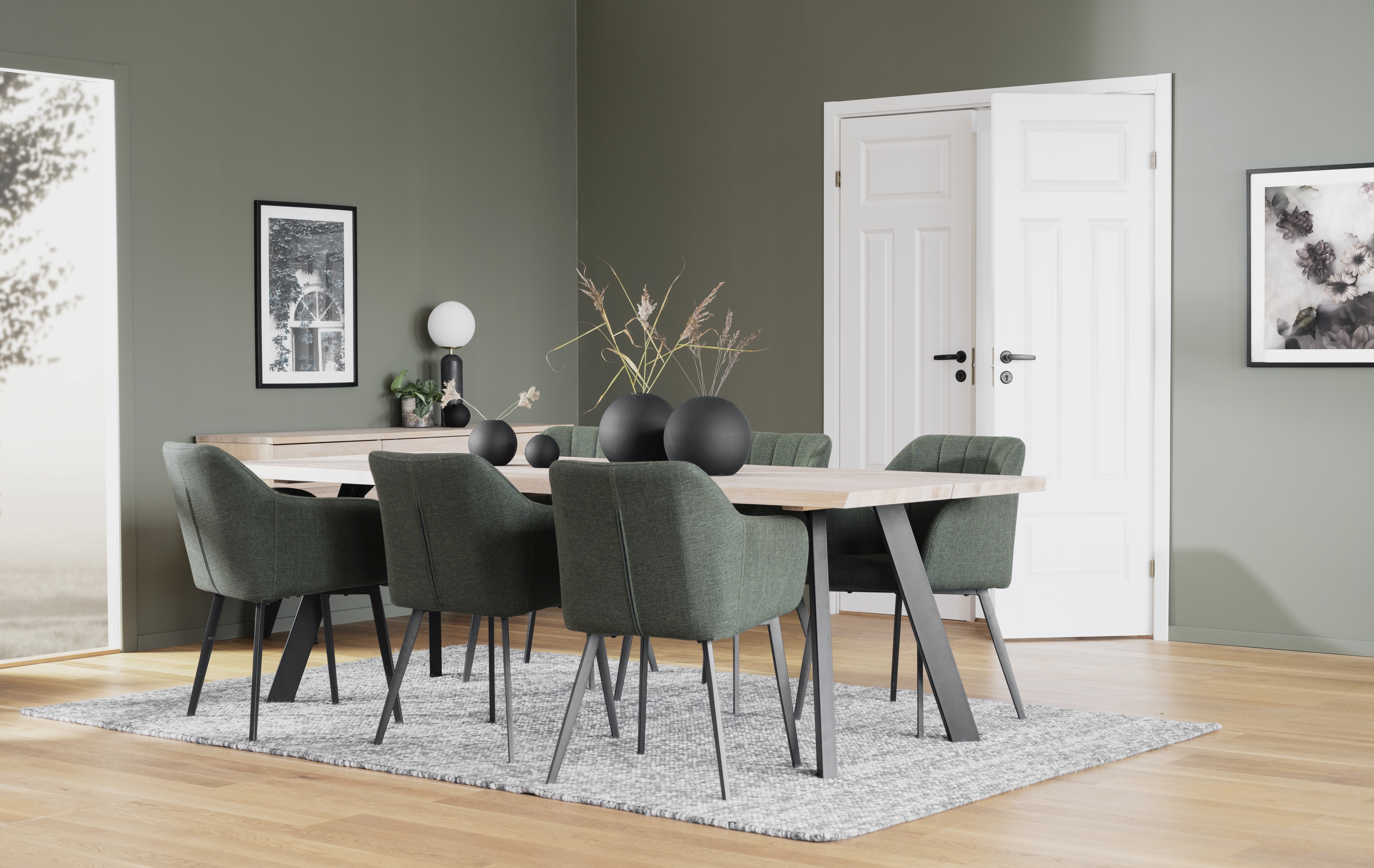 Fred dining table, Whitewash/black, 240x100 cm | Rowico Home