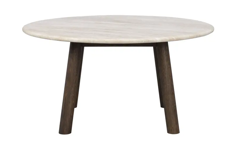 Taransay soffbord Ø90 beige travertin/brun ek A.