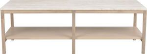 Produktbild Orwel soffbord 140x60 beige travertin/vitpigmenterad ek b