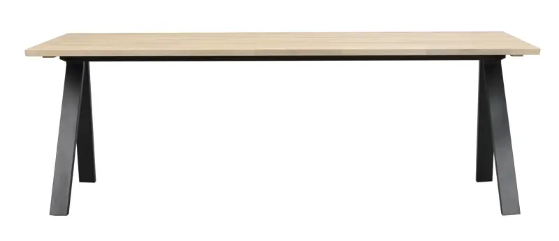 Carradale matbord 220 vitpigm. ek/V-ben svart metall a.