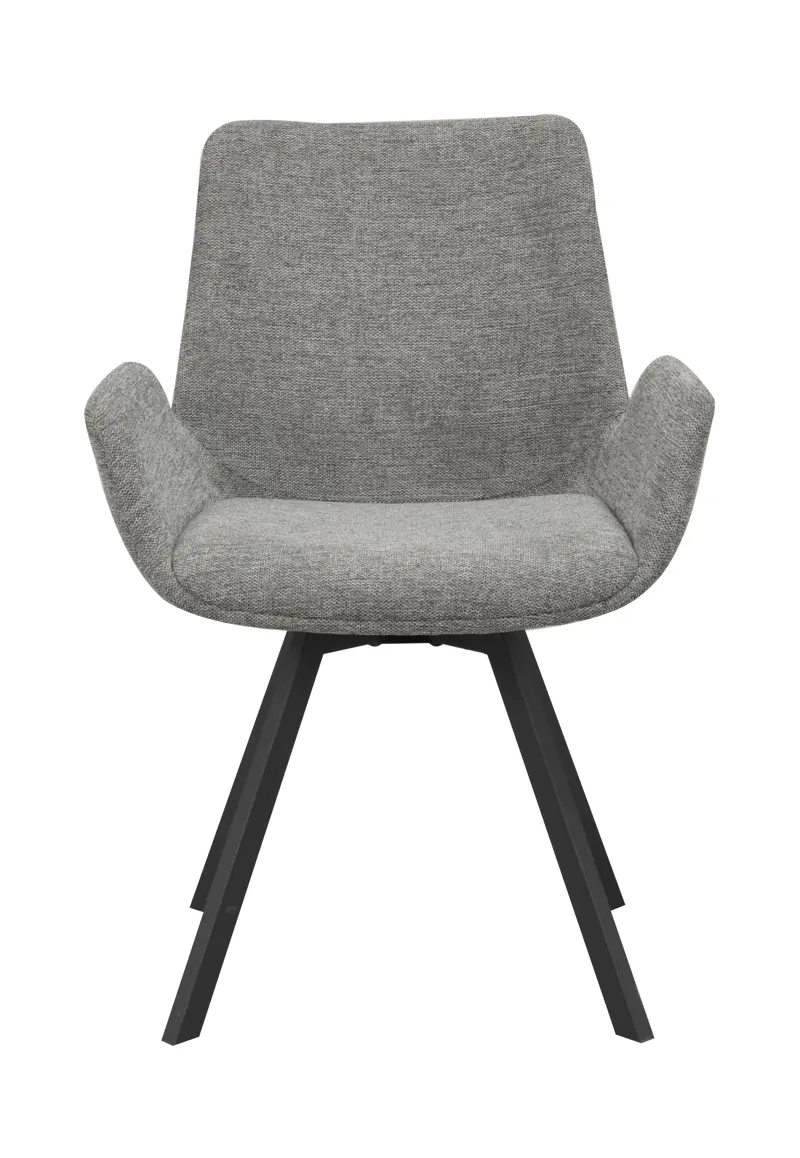 Norwell karmstol grått tyg/svarta metall snurrben a.