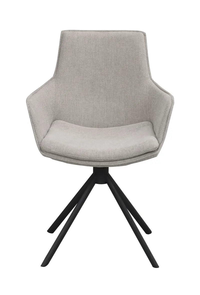 Lowell karmstol ljusgrått tyg/svart met rak snurr a.