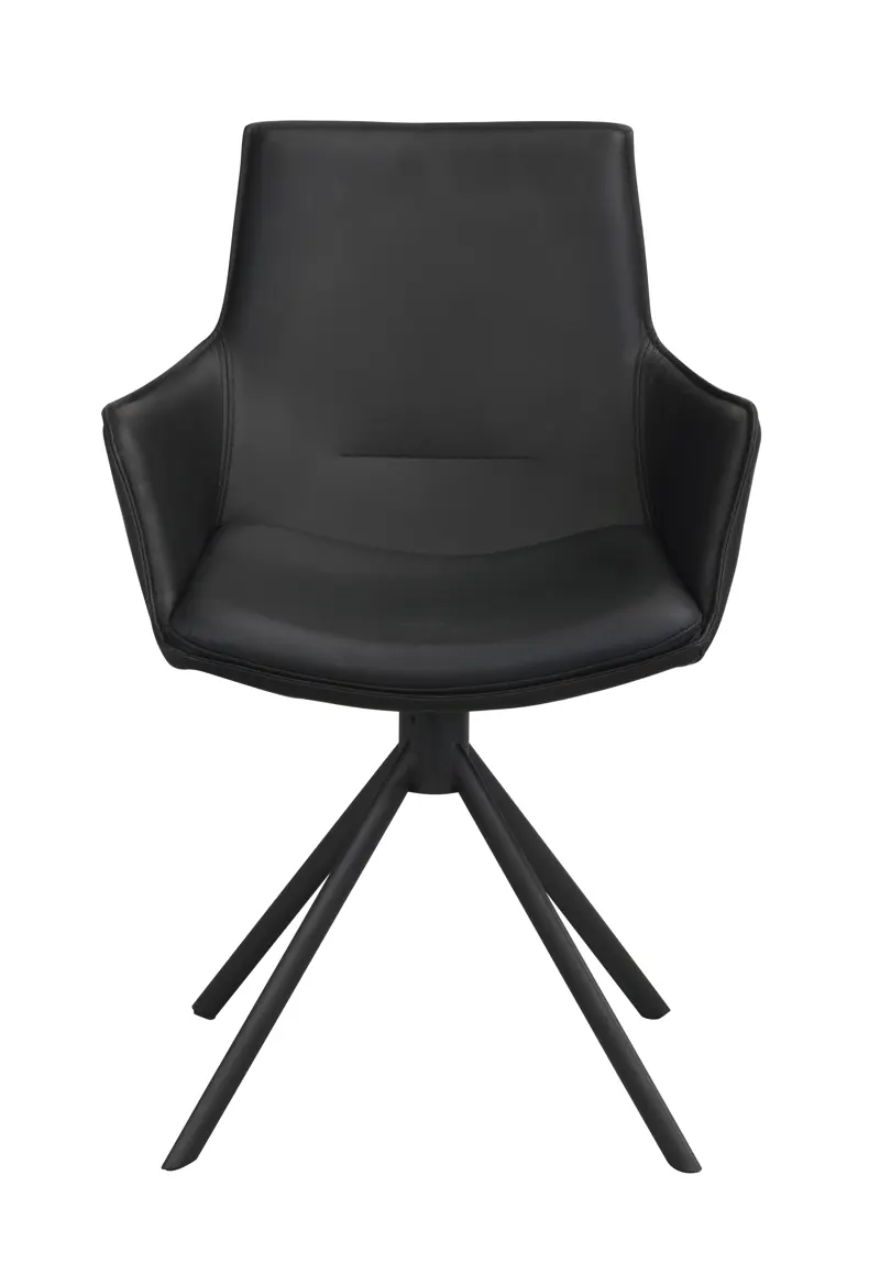 Lowell karmstol svart läder/svart metall stag a.