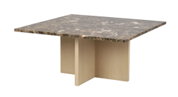 Brooksville soffbord kvadrat 90x90 brun marmor/vitpigment ek b