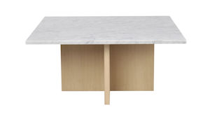 Produktbild Brooksville soffbord kvadrat 90x90 vit marmor/vitpigment ek b