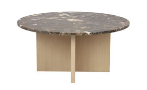Produktbild Brooksville soffbord runt Ø90 brun marmor/vitpigment ek b