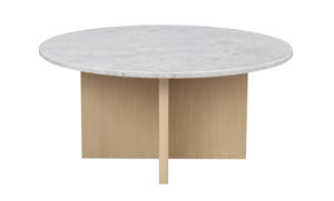 Produktbild Brooksville soffbord runt Ø90 vit marmor/vitpigment ek b
