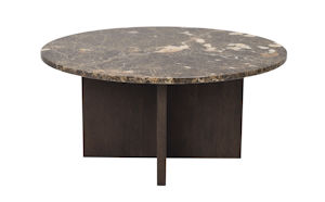 Produktbild Brooksville soffbord runt Ø90 brun marmor/brun ek b