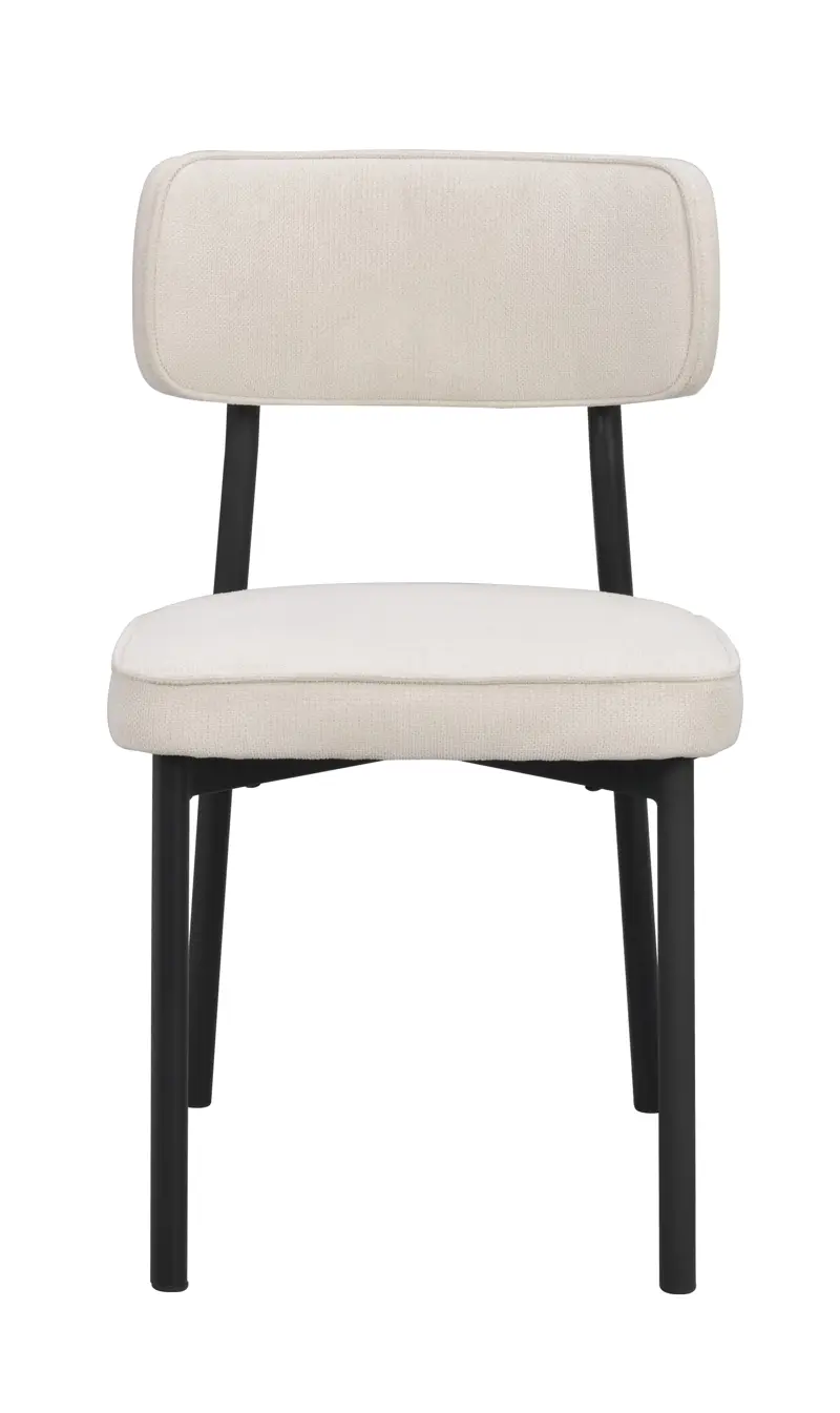 Paisley stol ljusbeige tyg/svart metall a.