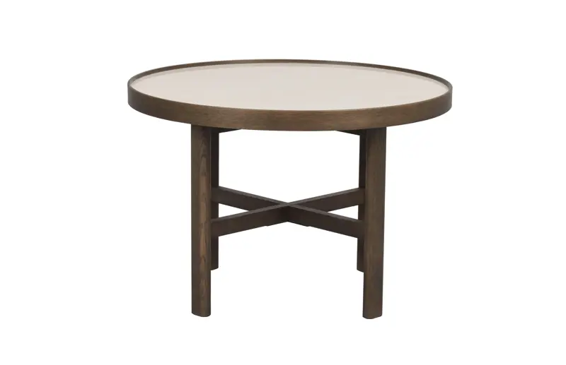 Marsden soffbord runt Ø60 beige keramik/brun ek a.