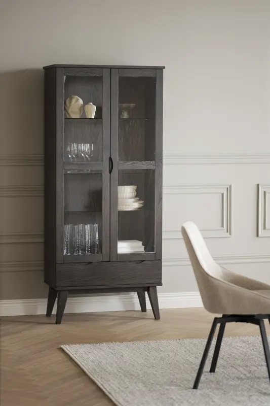Filippa vitrinenschrank, Dunkelbraun, 82x40x185 cm