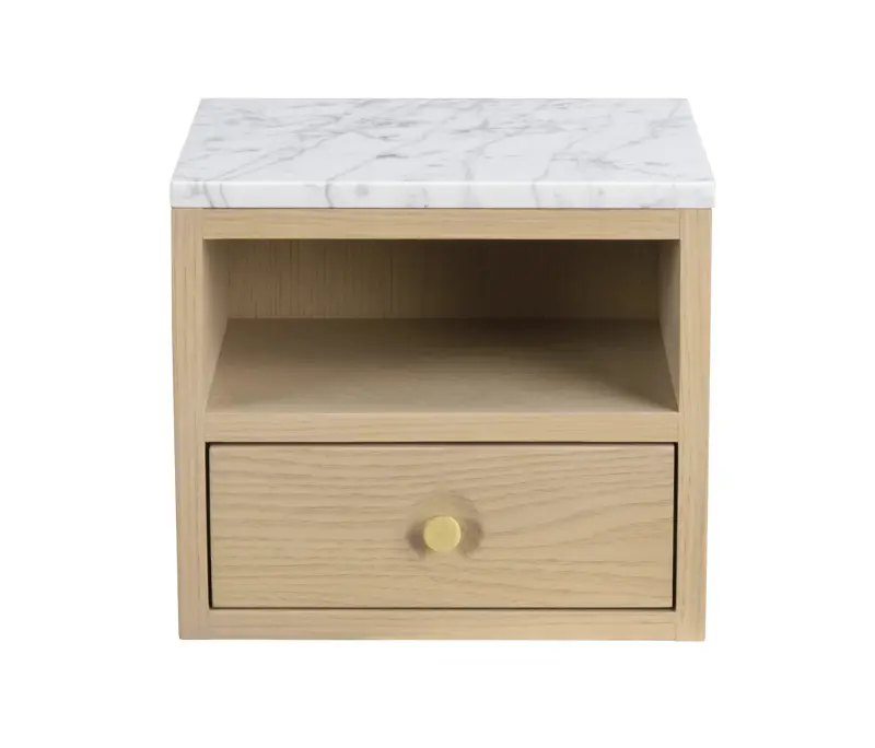 Whitmore väggskåp-sängbord vitpigmenterad ek/vit marmor a.