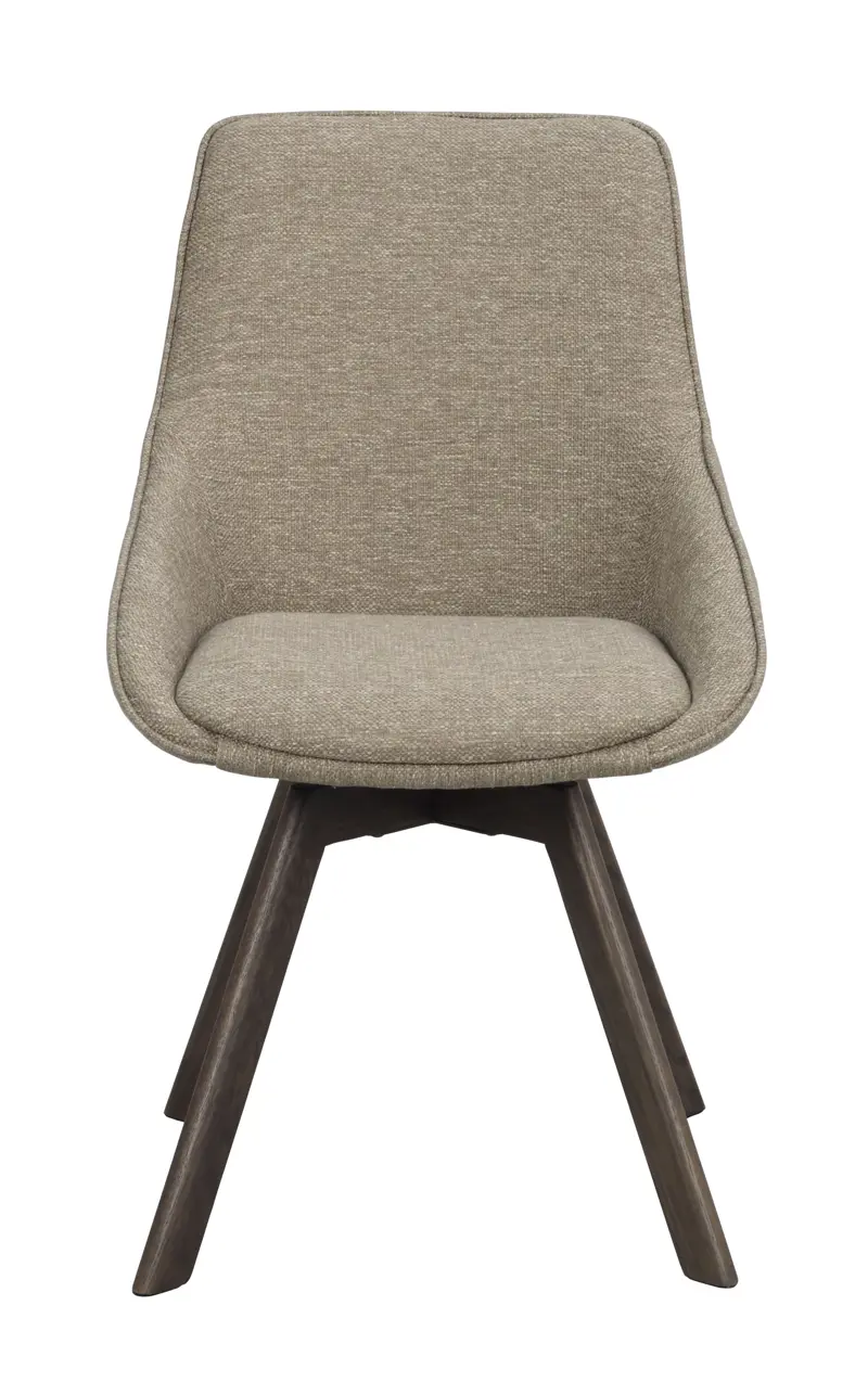 Alison stol mörkbeige tyg/bruna ekben snurr a.