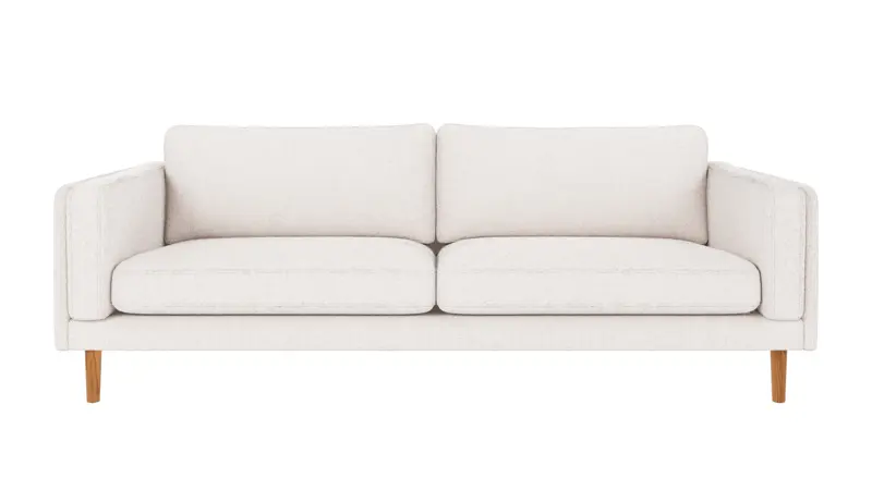 123855 b sb A Braden sofa 3-seater white fabric Alice #101 (c4) oak legs.