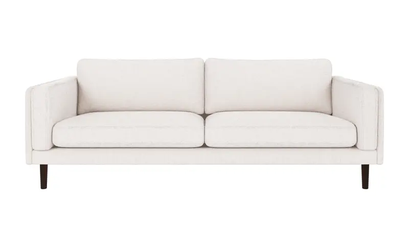 123857 b sb A Braden sofa 3-seater white fabric Alice #101 (c4) brown oak legs.