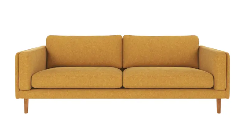 123747 b sb A Braden sofa 3-seater yellow fabric Brenda #68 (c1) oak legs.