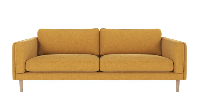 123748 b sb A Braden sofa 3-seater yellow fabric Brenda #68 (c1) whitewash oak legs.