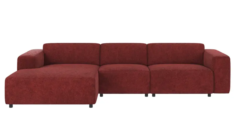 121915 b sb A Willard sofa 4-seater-chaise longue L red fabric Anna #8 (c3).