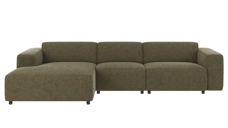 121485 b sb A Willard sofa 4 seater-chaise longue L green fabric Brenda #77 (c1).