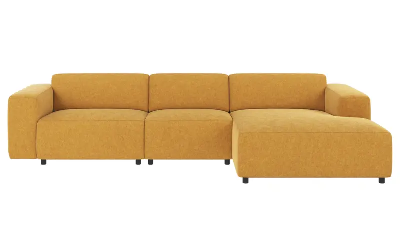 121473 b sb A Willard sofa 4-seater-chaise longue R yellow fabric Brenda #68 (c1).