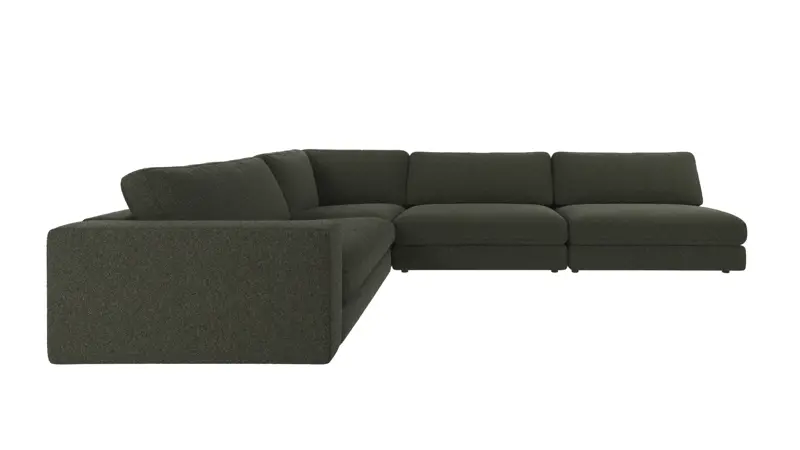 126704 b sb A Duncan corner sofa 2+3-seater open R green fabric Alice #162 (c4).