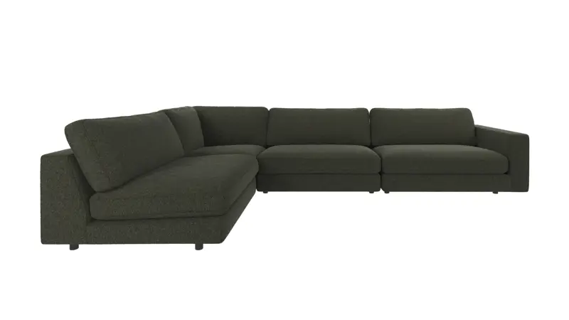 126703 b sb A Duncan corner sofa 2+3-seater open L green fabric Alice #162 (c4).