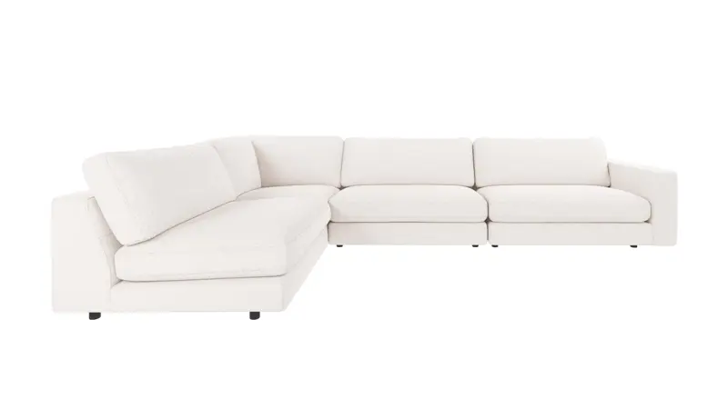 126695 b sb A Duncan corner sofa 2+3-seater open L white fabric Alice #101 (c4).