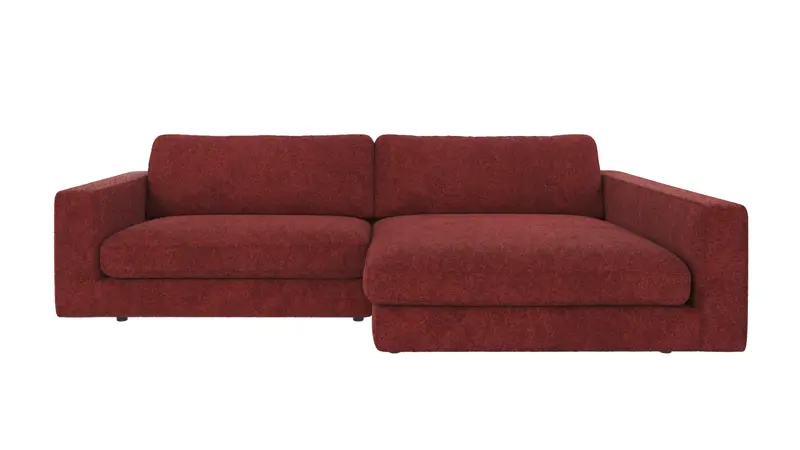 124316 b sb A Duncan sofa 3-seater chaise longue R red fabric Anna #8 (c3).
