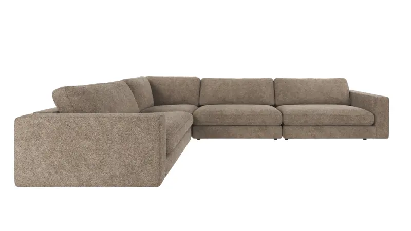 126782 b sb A Duncan corner sofa 2+3-seater dark beige fabric Anna 6 (c3).