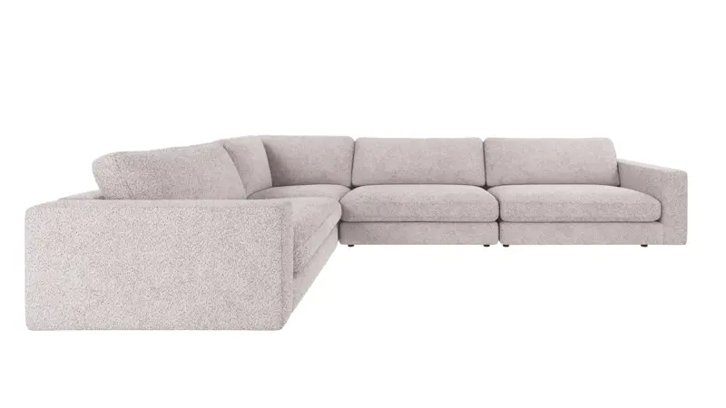 126790 b sb A Duncan corner sofa 2+3-seater light grey fabric Anna 15 (c3).