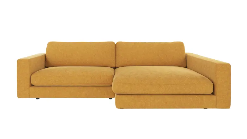 122186 b sb A Duncan sofa 3-seater-chaise longue R yellow fabric Brenda #68 (c1).
