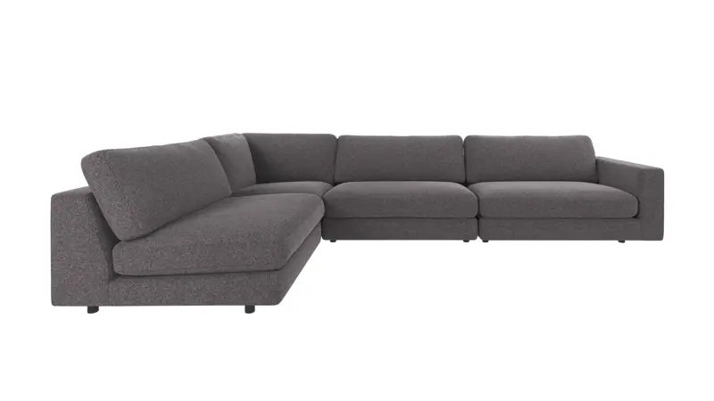 126615 b sb A Duncan corner sofa 2+3-seater open L dark grey fabric Brenda #18 (c1).
