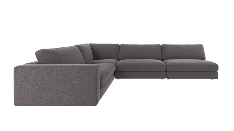 126616 b sb A Duncan corner sofa 2+3-seater open R dark grey fabric Brenda #18 (c1).