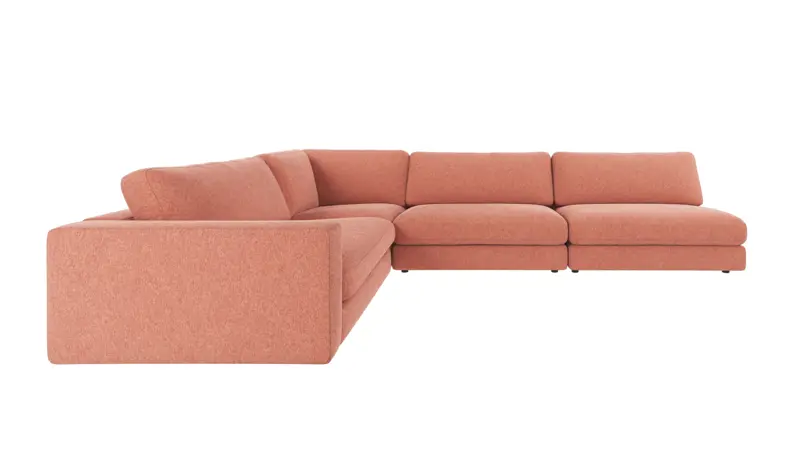 126624 b sb A Duncan corner sofa 2+3-seater open R red fabric Brenda #52 (c1).