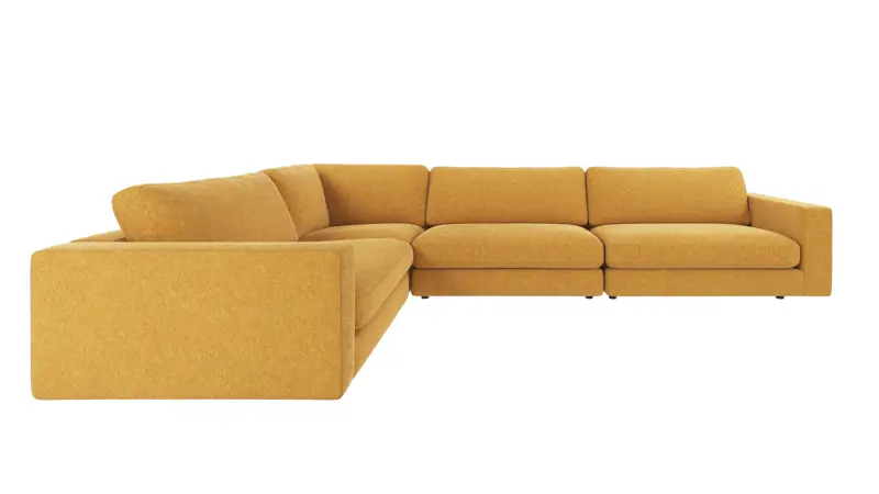 126626 b sb A Duncan corner sofa 2+3-seater yellow fabric Brenda #68 (c1).