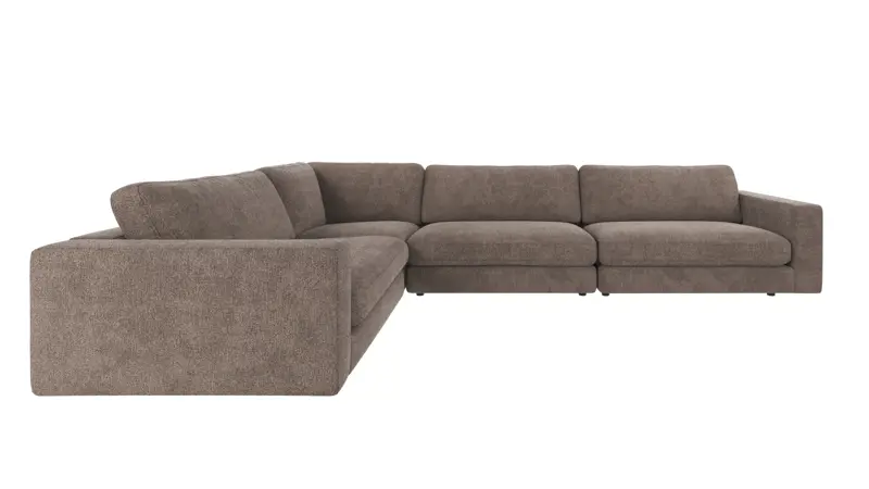 126762 b sb A Duncan corner sofa 2+3-seater dark beige fabric Greg 7 (c2).