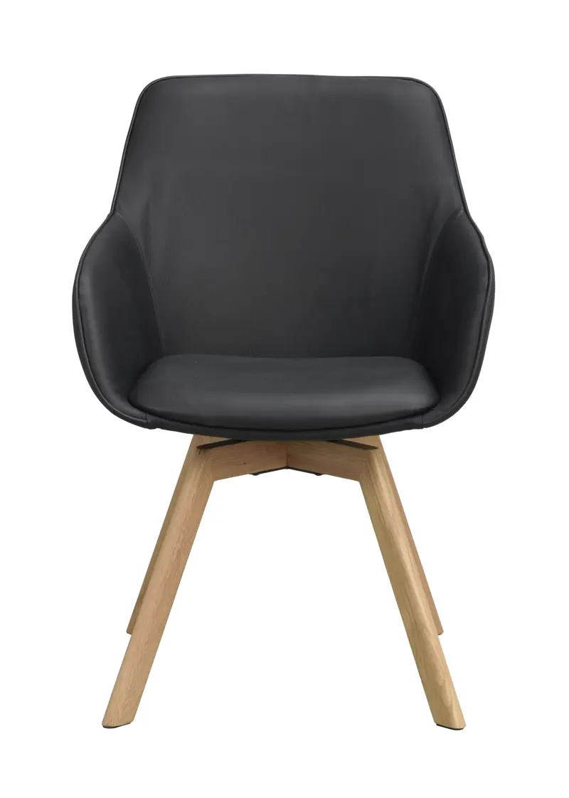 118140 b sb a Alison swivel armchair black leather oak.