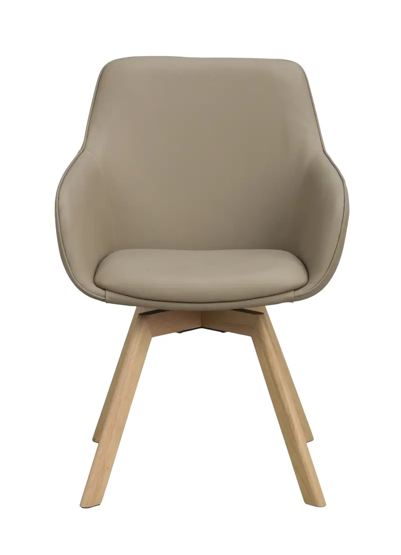 118144 b sb a Alison swivel armchair beige leather oak.