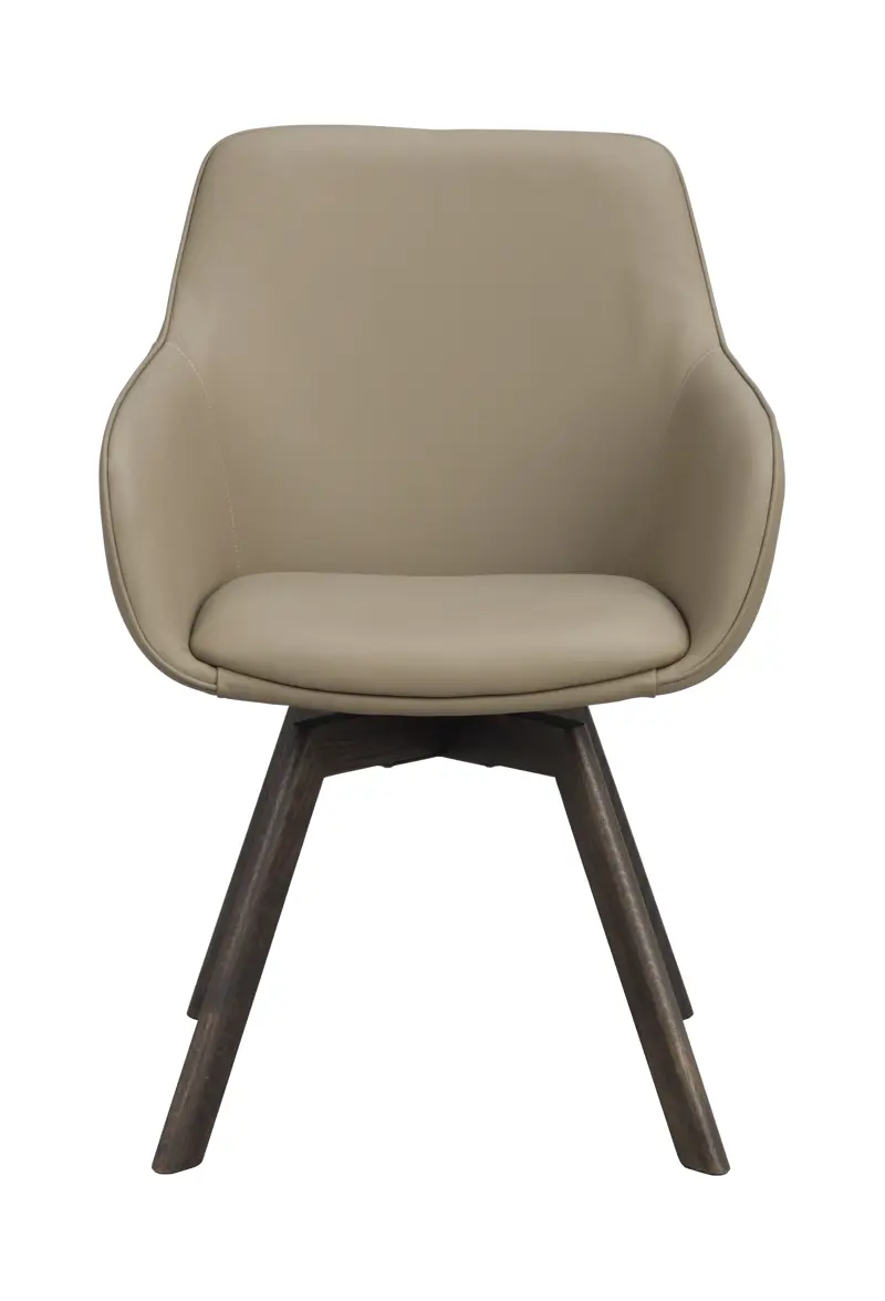 118146 b sb a Alison swivel armchair beige leather brown oak.