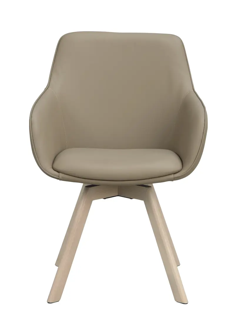 118145 b sb a Alison swivel armchair beige leather whitepigm. oak.