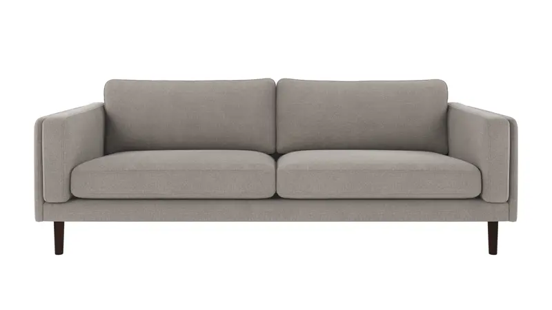123991 b sb A Braden sofa 3-seater light grey fabric Rita #167 (c2) brown oak legs.