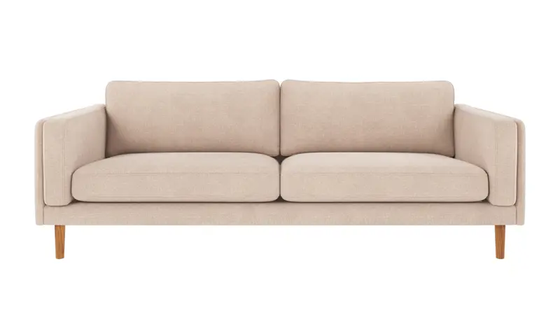 123965 b sb A Braden sofa 3-seater light beige fabric Rita #1 (c2) oak legs.