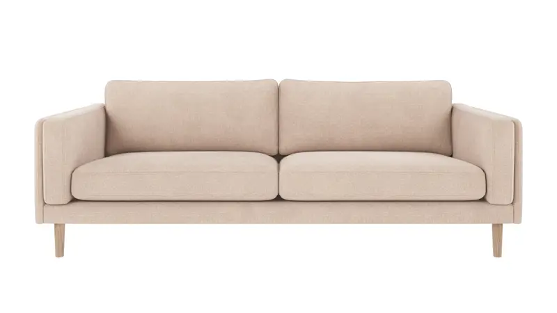 123966 b sb A Braden sofa 3-seater light beige fabric Rita #1 (c2) whitewash oak legs.