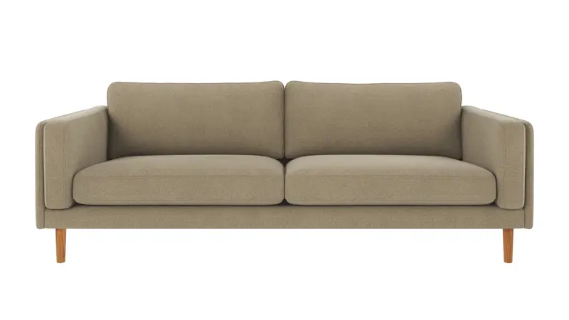 123981 b sb A Braden sofa 3-seater dark beige fabric Rita #109 (c2) oak legs.