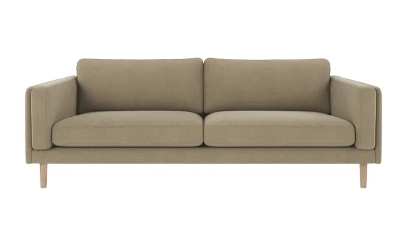 123982 b sb A Braden sofa 3-seater dark beige fabric Rita #109 (c2) whitewash oak legs.