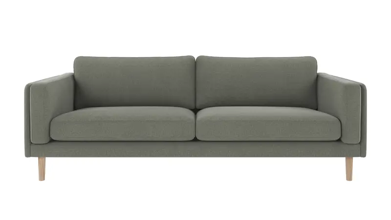123986 b sb A Braden sofa 3-seater green fabric Rita #158 (c2) whitewash oak legs.