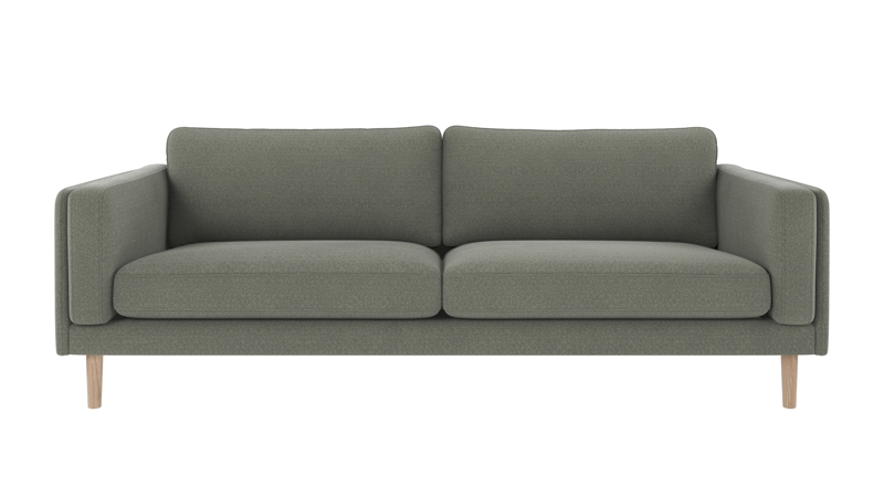 123986 b sb A Braden sofa 3-seater green fabric Rita #158 (c2) whitewash oak legs.